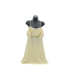 H&M Yellow/White Checkered Crinkled Jersey Dress